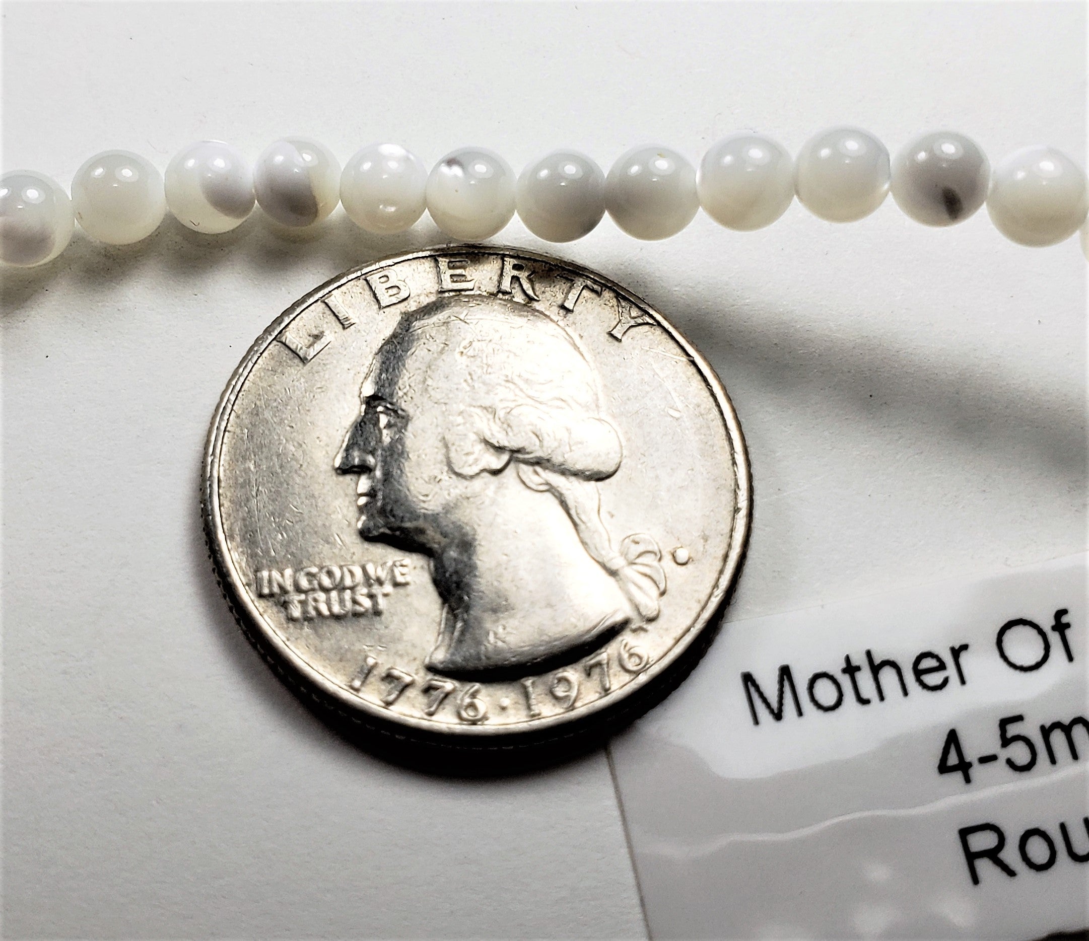 4-5mm Mother of Pearl MOP Round Gemstone Beads 8-Inch Strand