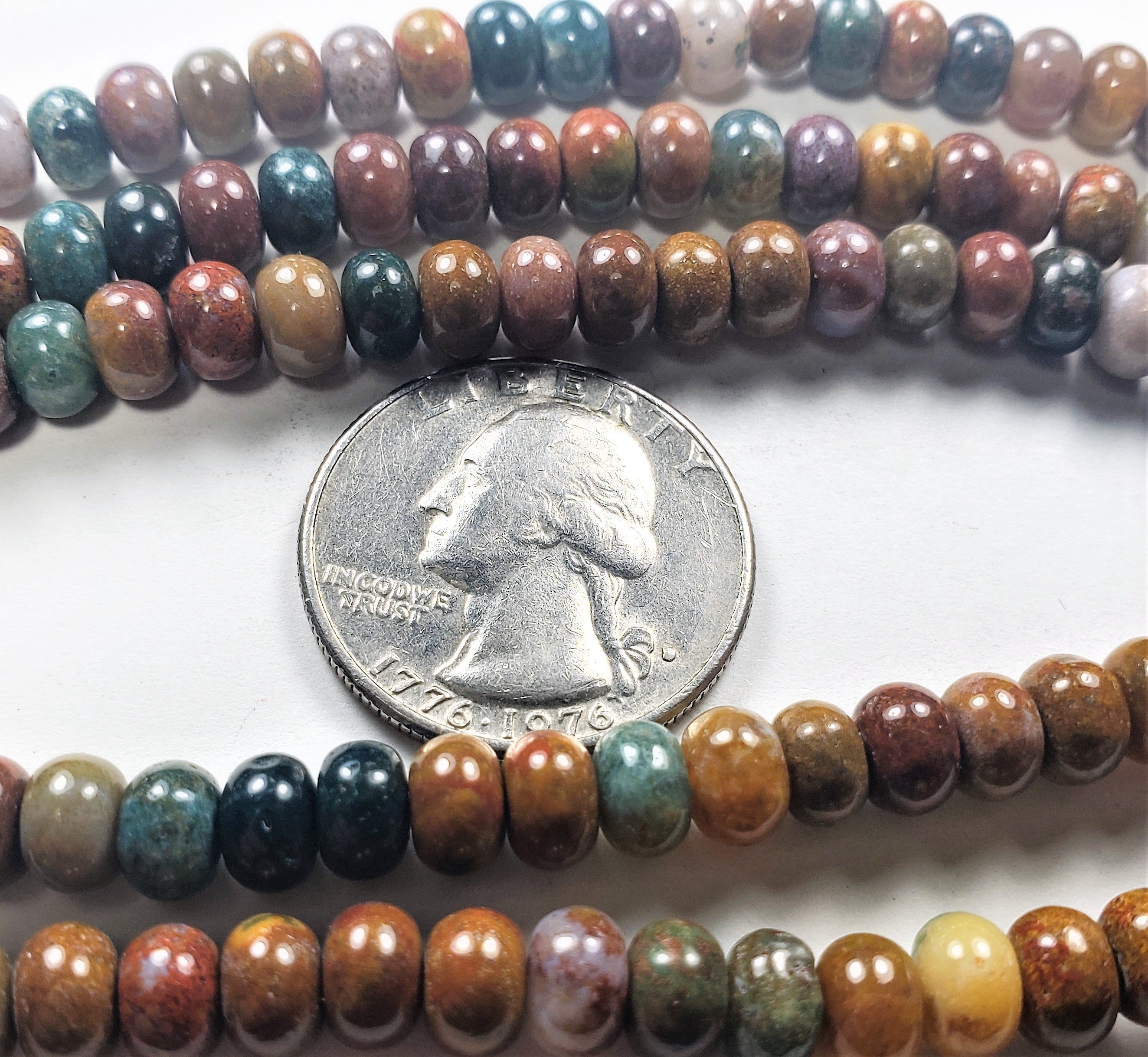 6x4mm Ocean Agate Rondelle Gemstone Beads 8-Inch Strand