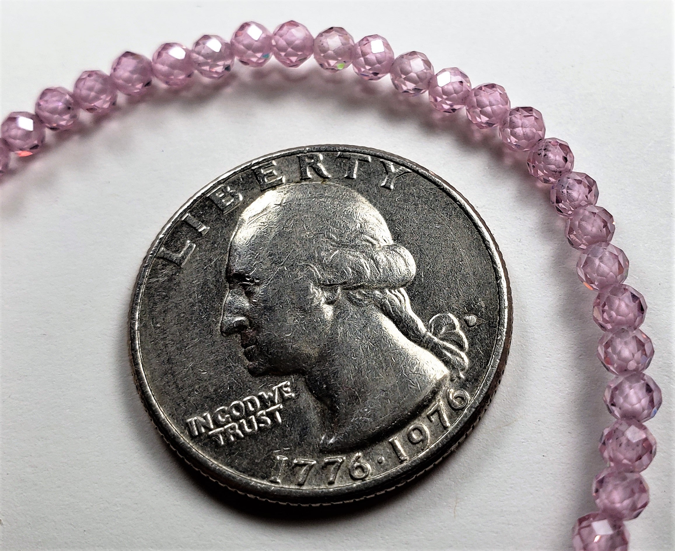 3mm Zircon Pink Gemstone Faceted Round Beads 8-Inch Strand