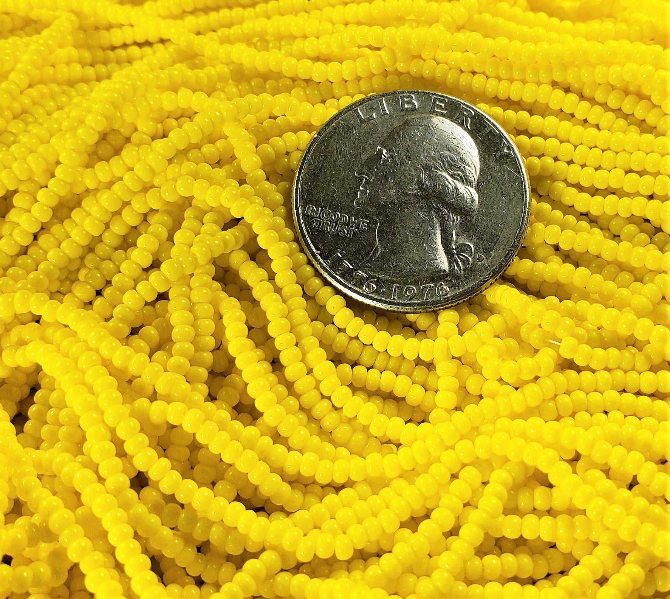 11/0 Sunny Yellow Opaque Seed Beads Full Hank