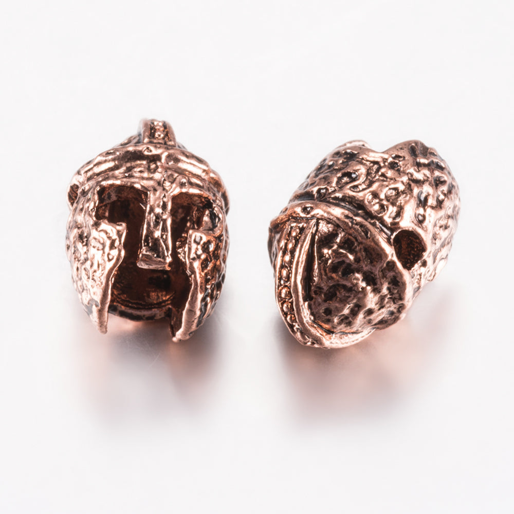 13.5x9.5mm Gladiator Helmet Bead in Antique Rose Gold 4ct