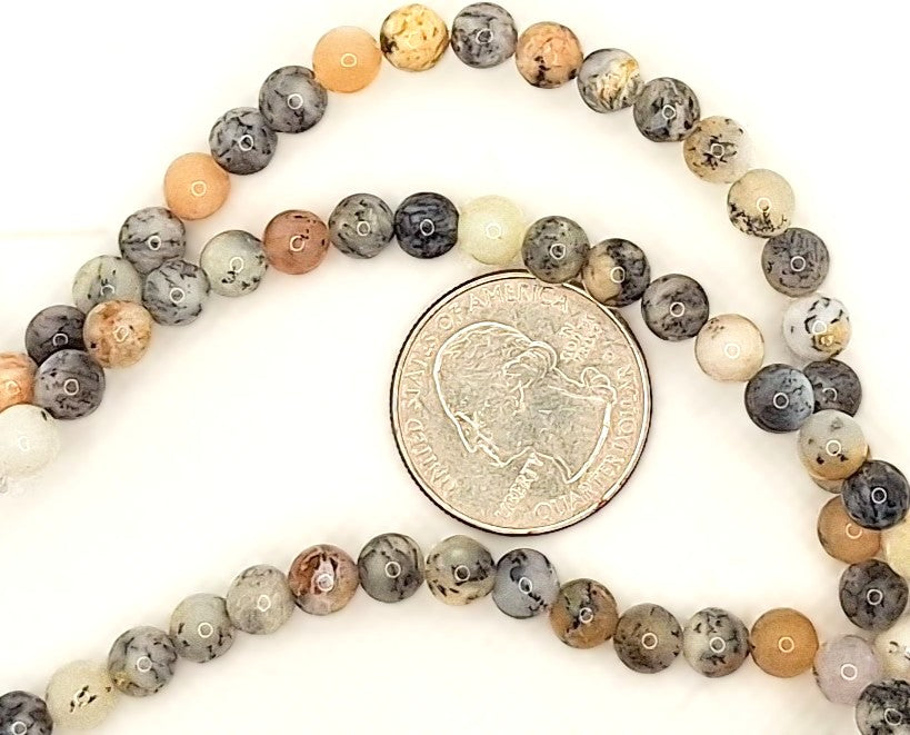 6mm Black Opal Round Gemstone Beads 8-inch Strand