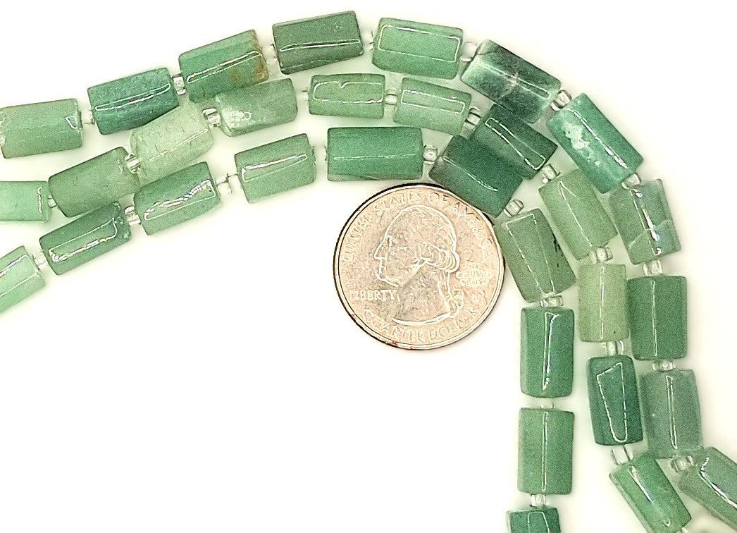 14x10mm Green Aventurine Freeform Tube Gemstone Beads 8-inch Strand