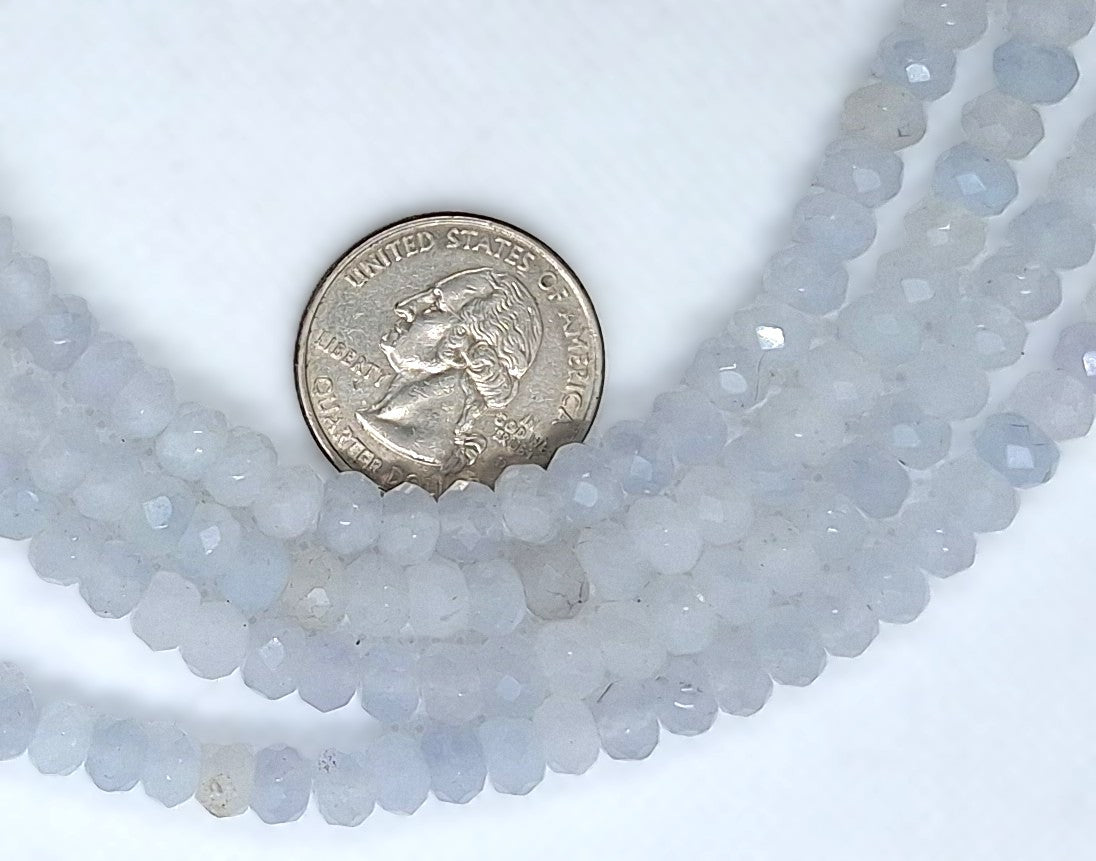 6x4mm Aqua Mica Heated Faceted Rondelle Gemstone Beads 8-Inch Strand