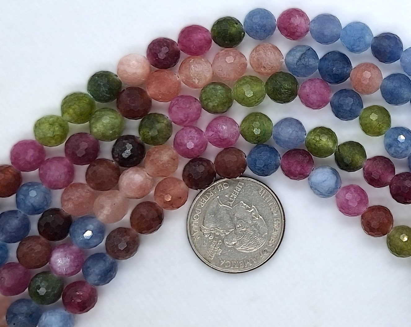 8mm Mica Heated Rainbow Mix Faceted Round Gemstone Beads 8-Inch Strand