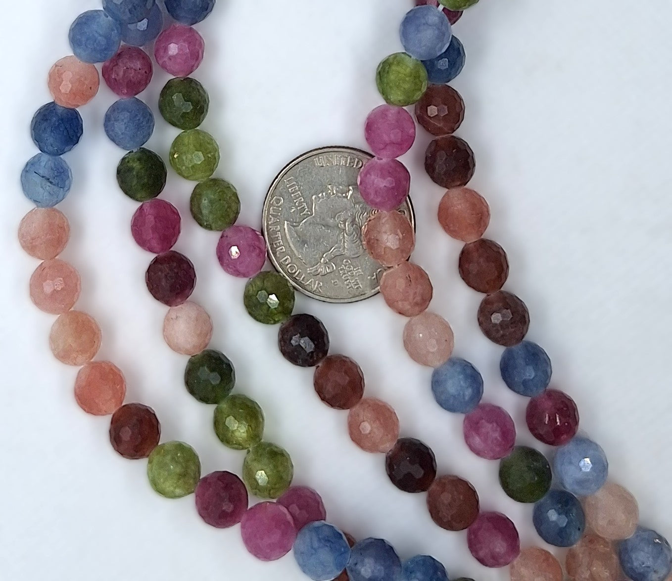 8mm Mica Heated Rainbow Mix Faceted Round Gemstone Beads 8-Inch Strand