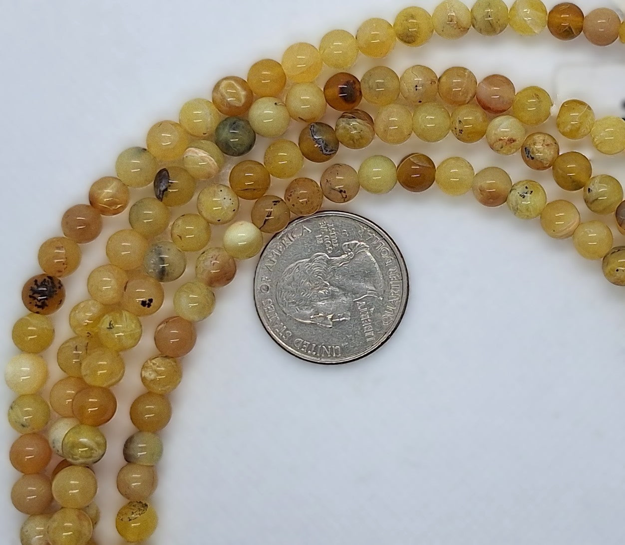 6mm Yellow Opal Round Gemstone Beads 8-Inch Strand