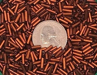Copper Matte Czech Glass #3 Bugle Beads 7mm 25g