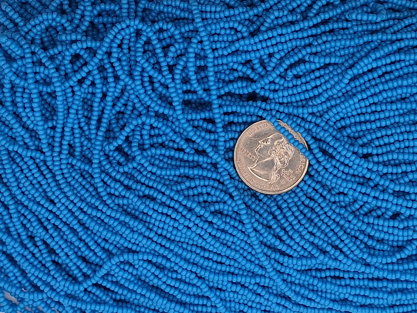 10/0 Medium-Dark Turquoise Blue Opaque Czech Seed Beads Full Hank