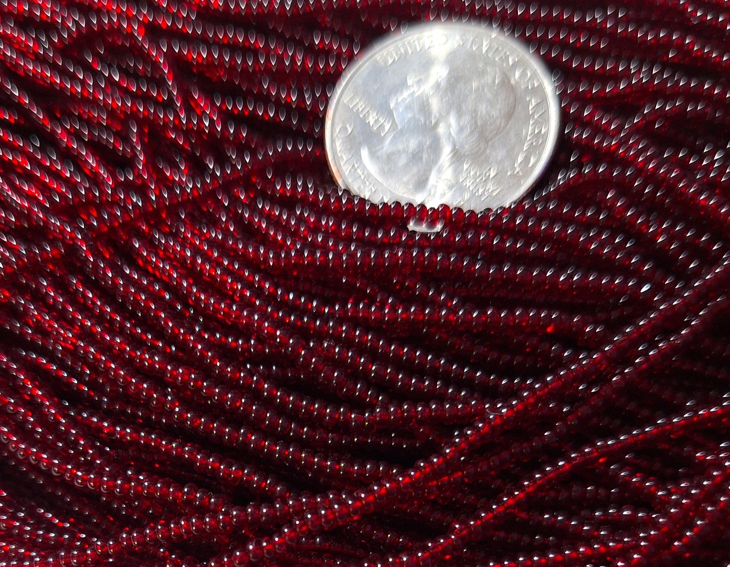 10/0 Garnet Transparent Czech Glass Seed Beads Full Hank