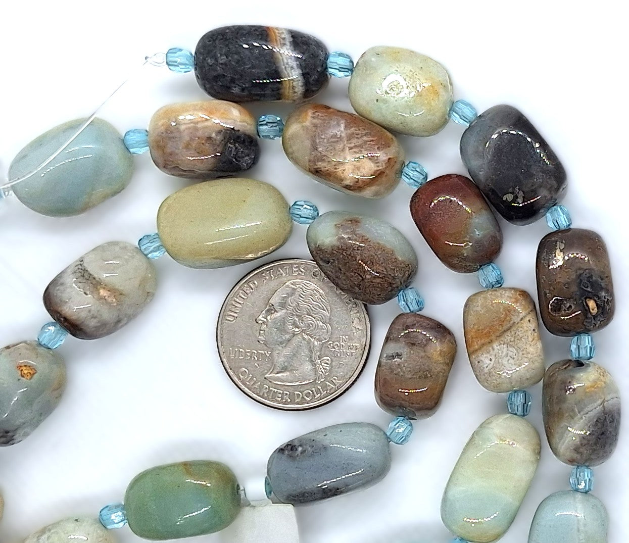 18x13mm Amazonite Multicolor Nugget Gemstone Beads 8-Inch Strand