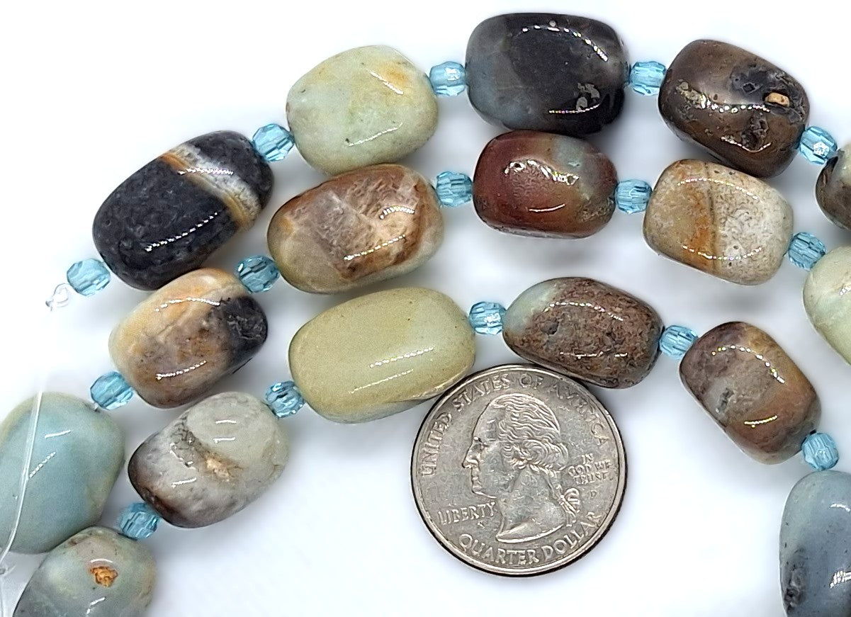 18x13mm Amazonite Multicolor Nugget Gemstone Beads 8-Inch Strand