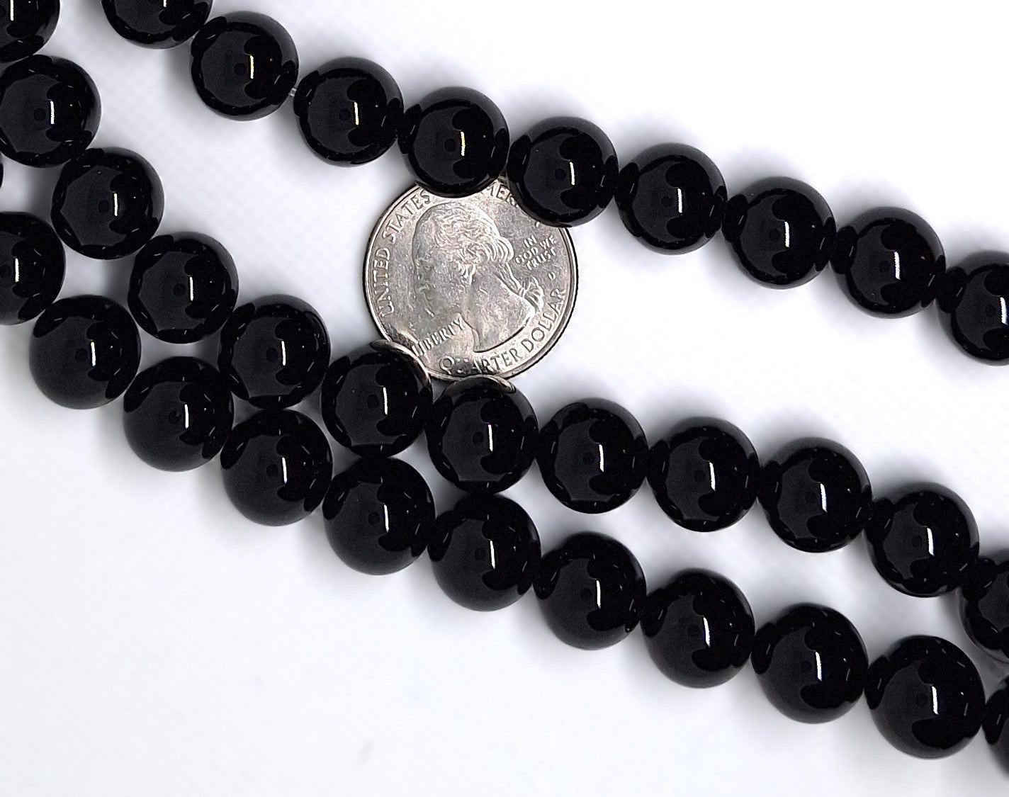 12mm Black Onyx Round Gemstone Beads 16-inch Strand