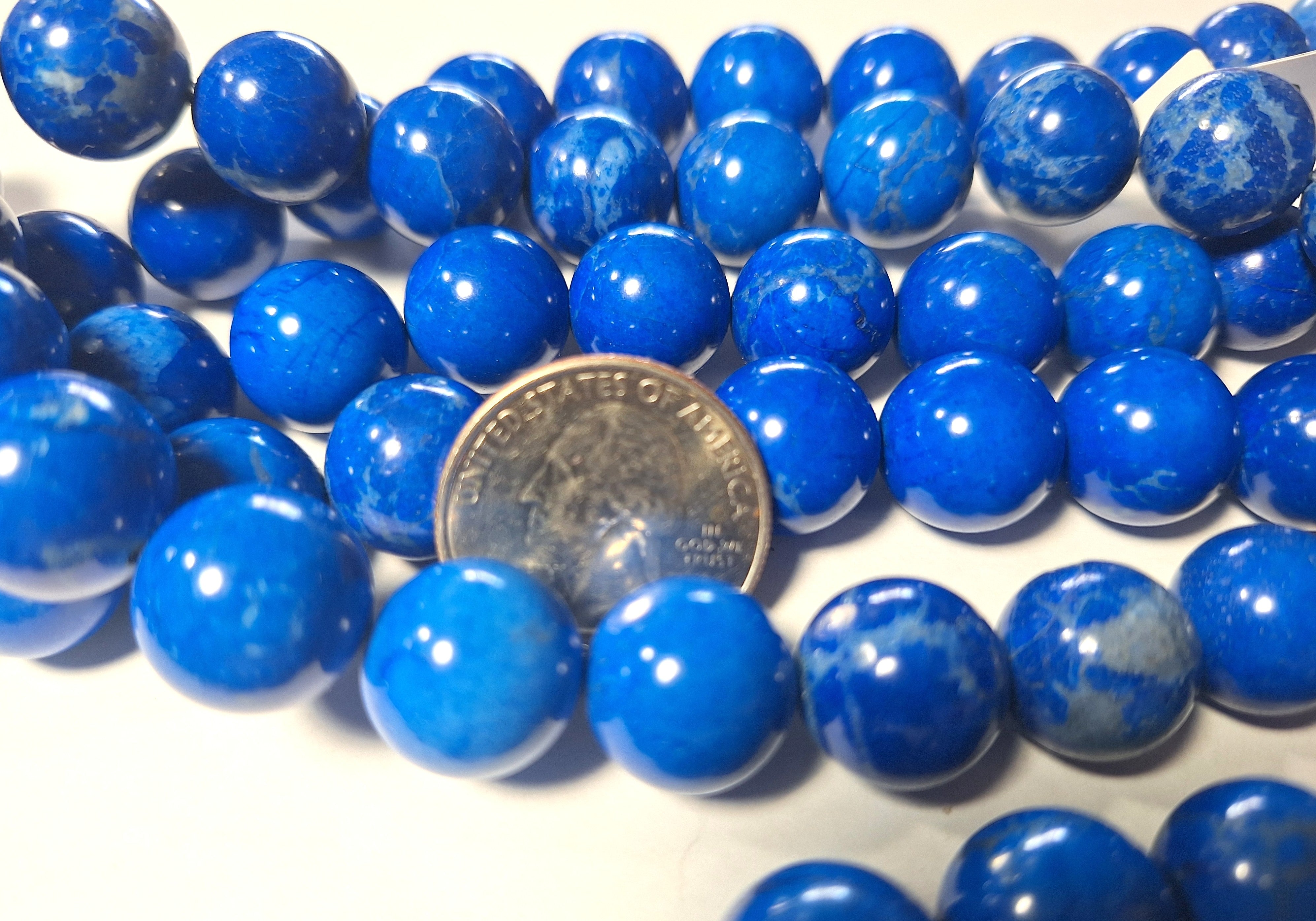 14mm Lapis Blue Dyed Howlite Round Gemstone Beads 16-Inch Strand