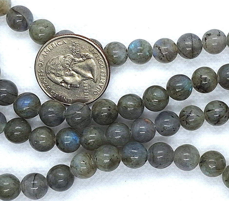 8mm White Labradorite Round Gemstone Beads 8-Inch Strand
