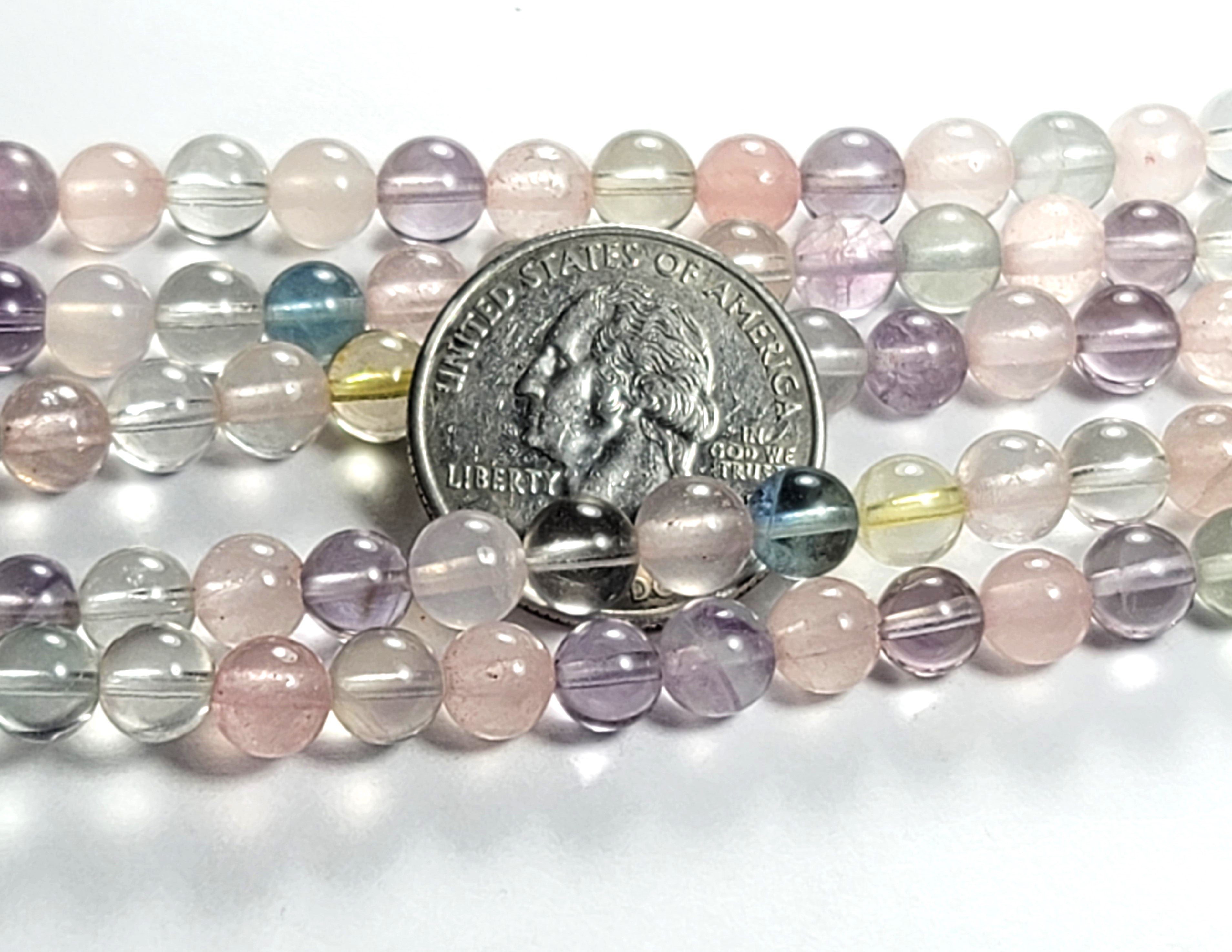 6mm Power Quartz Mixed Round Gemstone Beads 8-Inch Strand