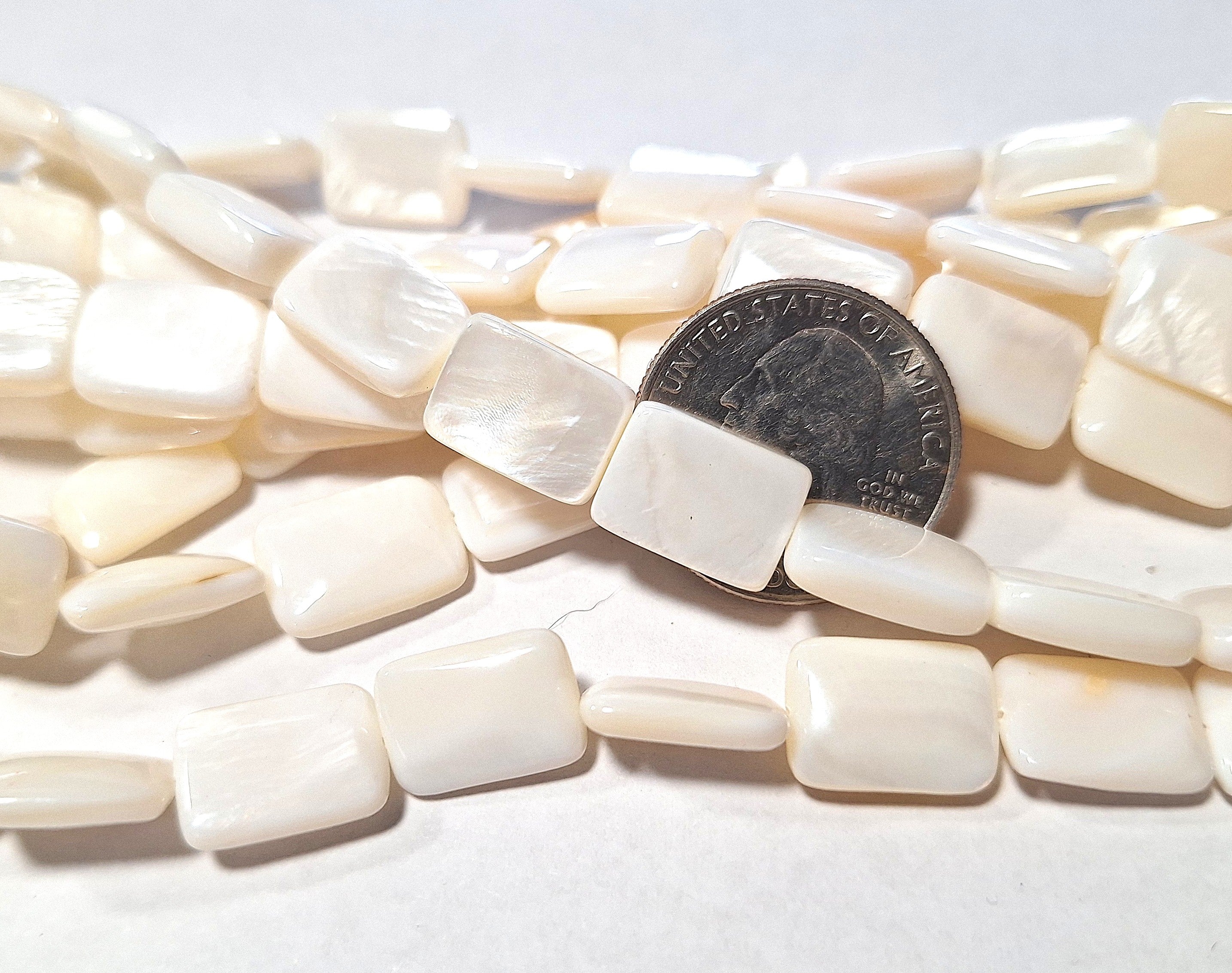 13x10mm Mother of Pearl MOP Puff Rectangle Shell Beads 16-Inch Strand