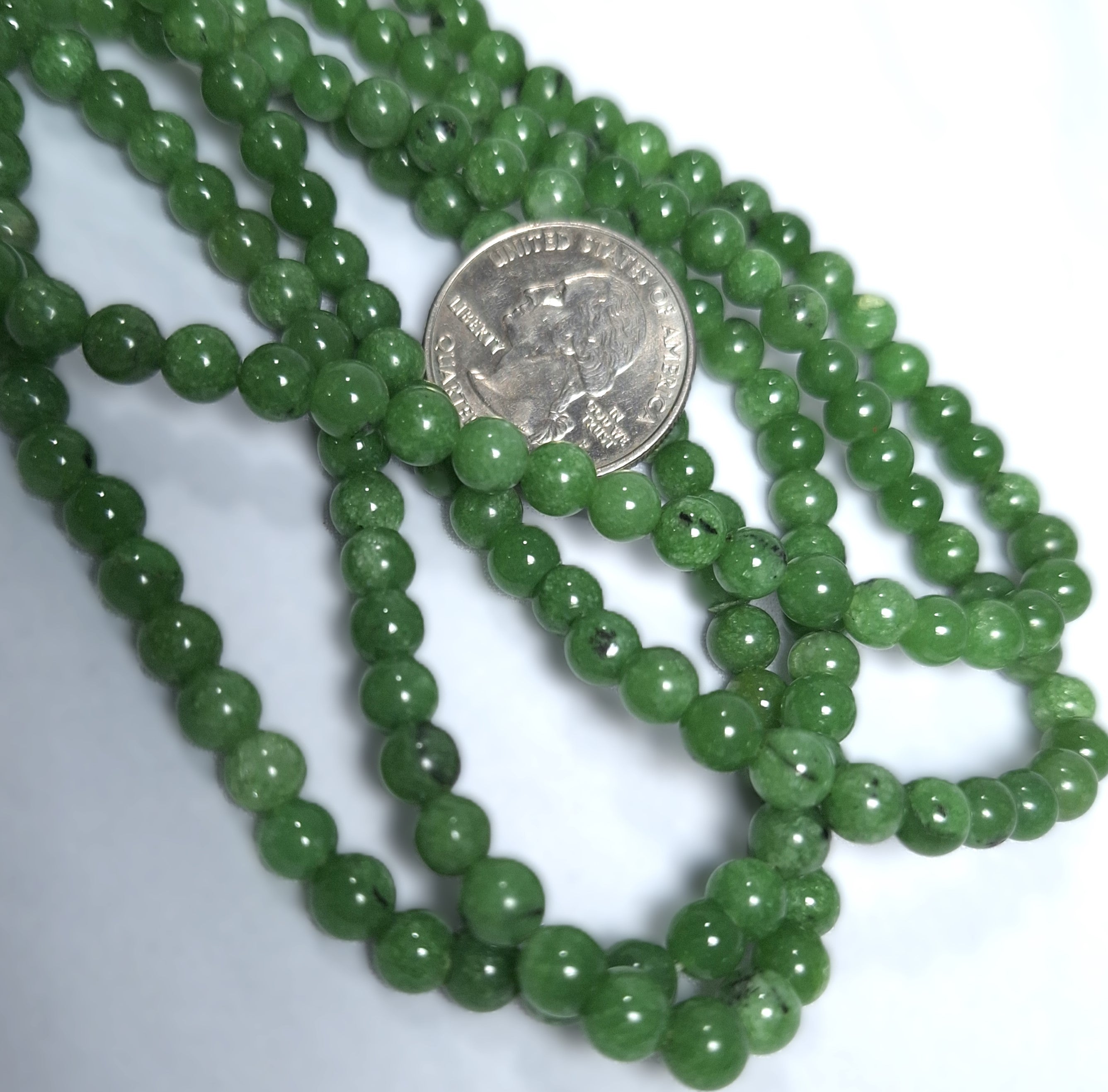 6mm Natural Jade Round Gemstone Beads 16-Inch Strand