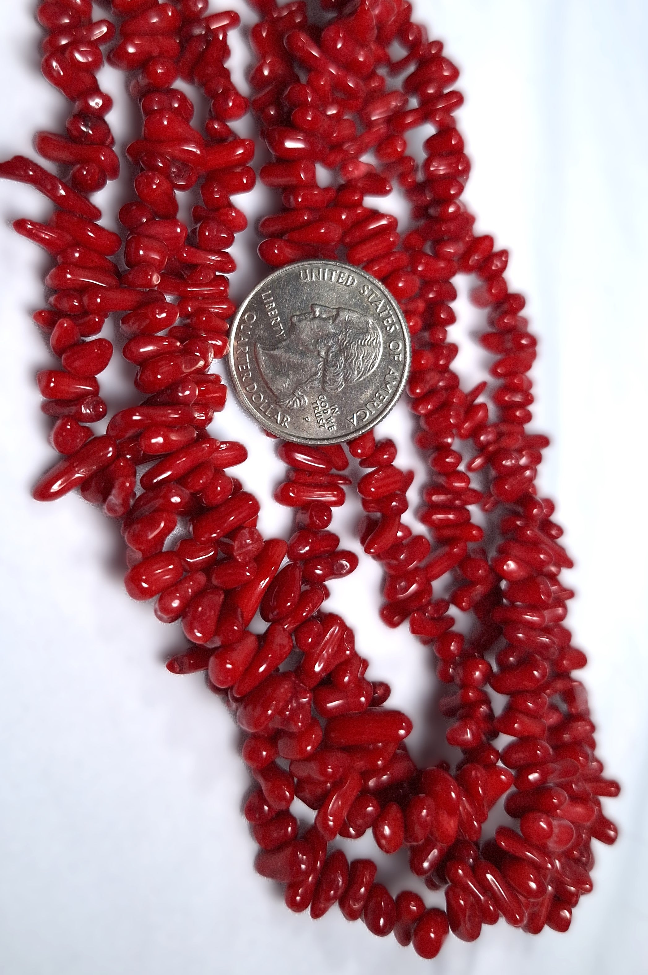 6-10mm Red Coral Stick Chip Beads 16-Inch Strand