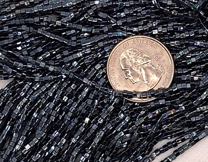 10/0 Gunmetal Hematite Czech Glass Square Seed Beads Full Hank