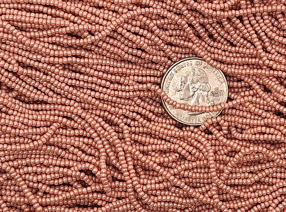 11/0 Pink Opaque Luster Czech Glass Seed Beads Full Hank