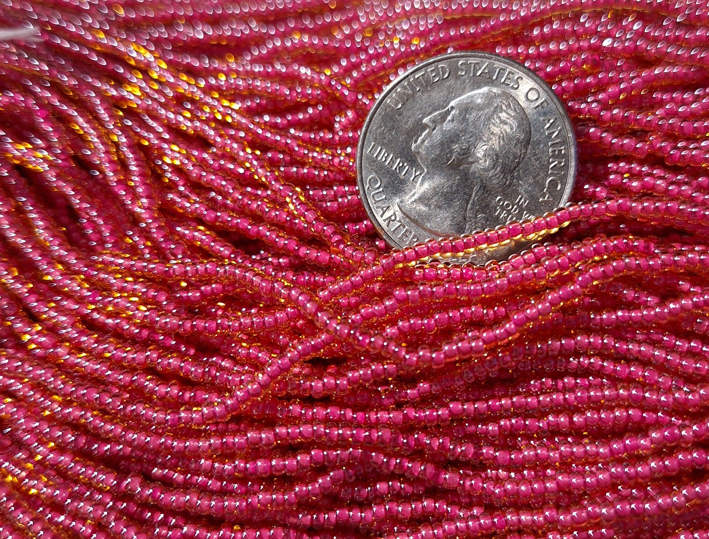11/0 Violet-Lined Topaz Transparent Czech Glass Seed Beads Full Hank