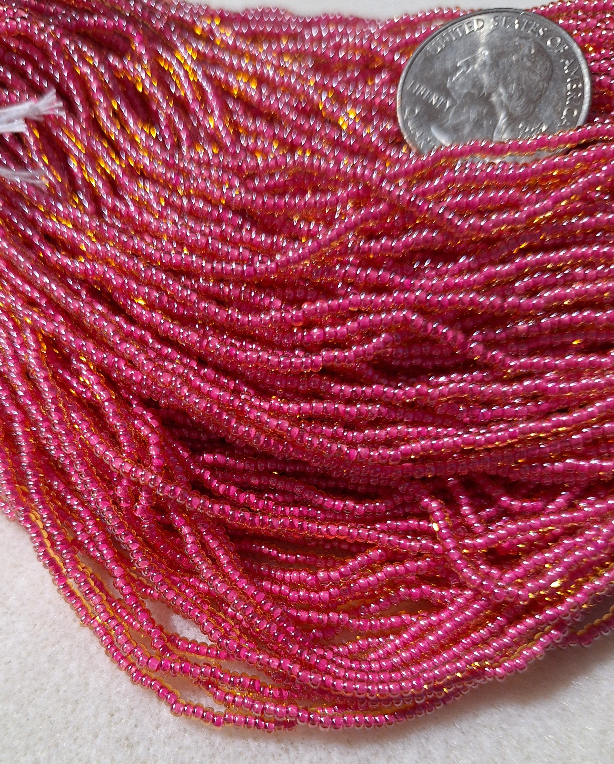 11/0 Violet-Lined Topaz Transparent Czech Glass Seed Beads Full Hank