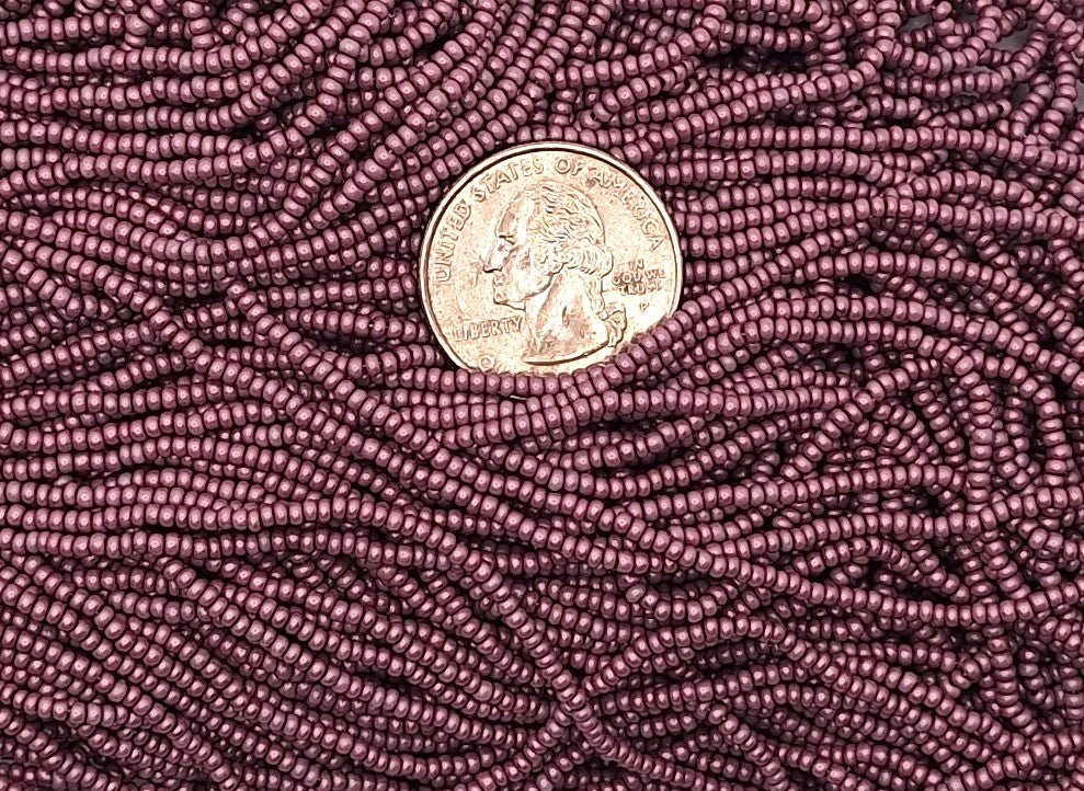 11/0 Berry Purple Opaque Matte Pearl Czech Glass Seed Beads Full Hank