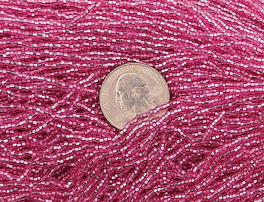 11/0 Rose Dyed Silver-Lined Czech Seed Beads Full Hank