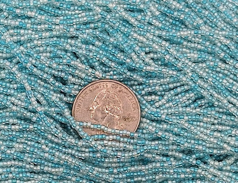 11/0 Crystal Clear Transparent Teal-Lined Czech Glass Seed Beads Full Hank