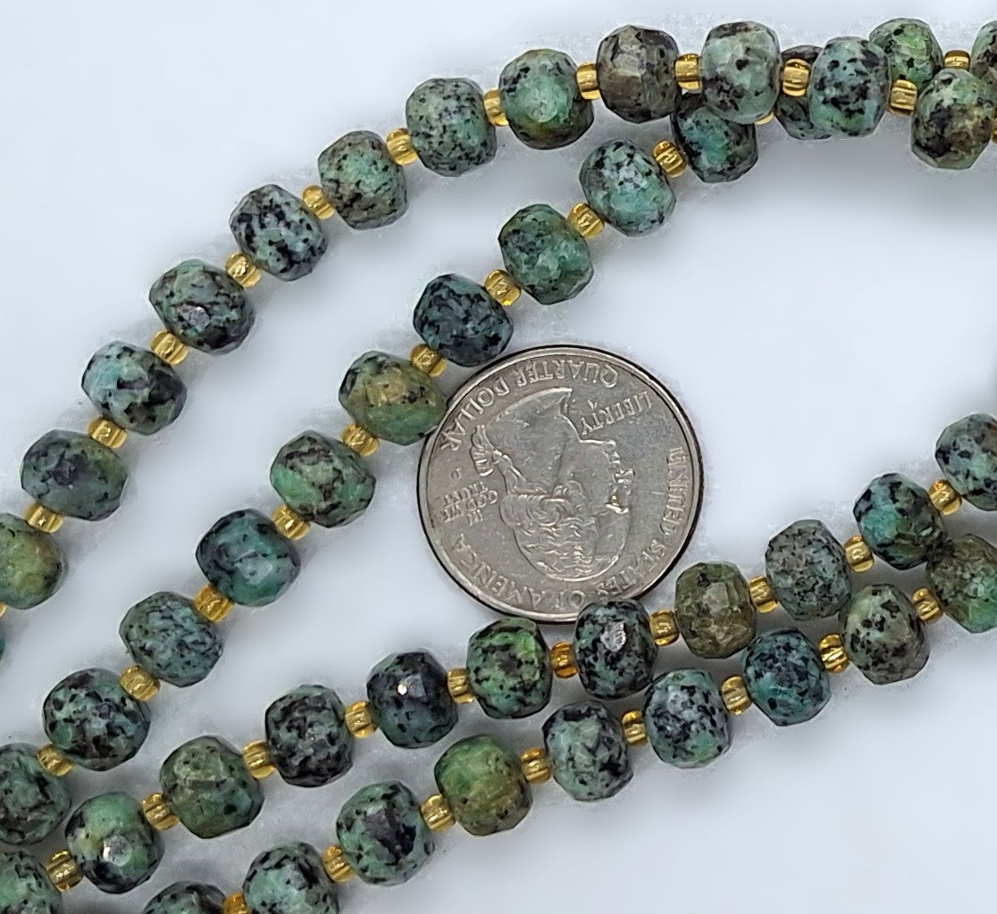 8x6mm African Turquoise Dyed Faceted Wheel Rondelle Gemstone Beads 8-Inch Strand