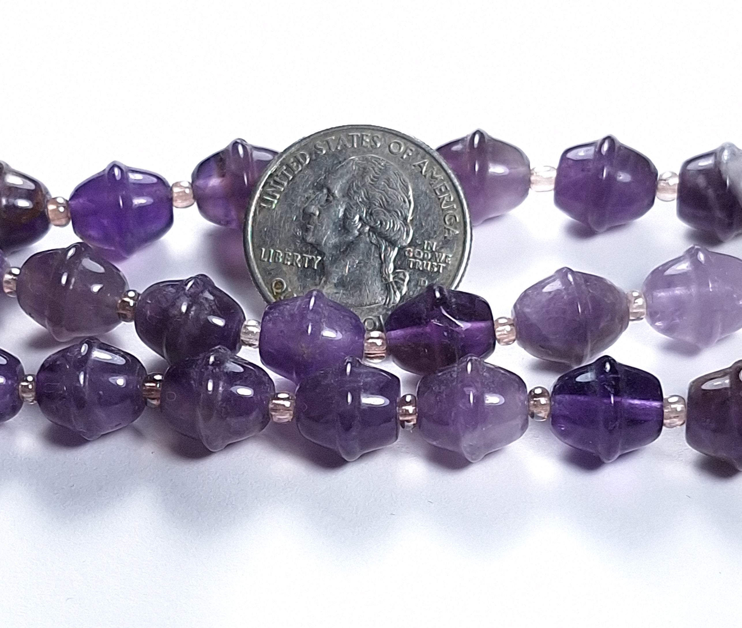 9-10mm Amethyst Bell Gemstone Beads 8-Inch Strand