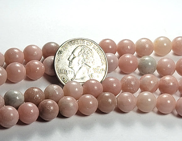 8mm Chinese Pink Opal Round Gemstone Beads 8-Inch Strand