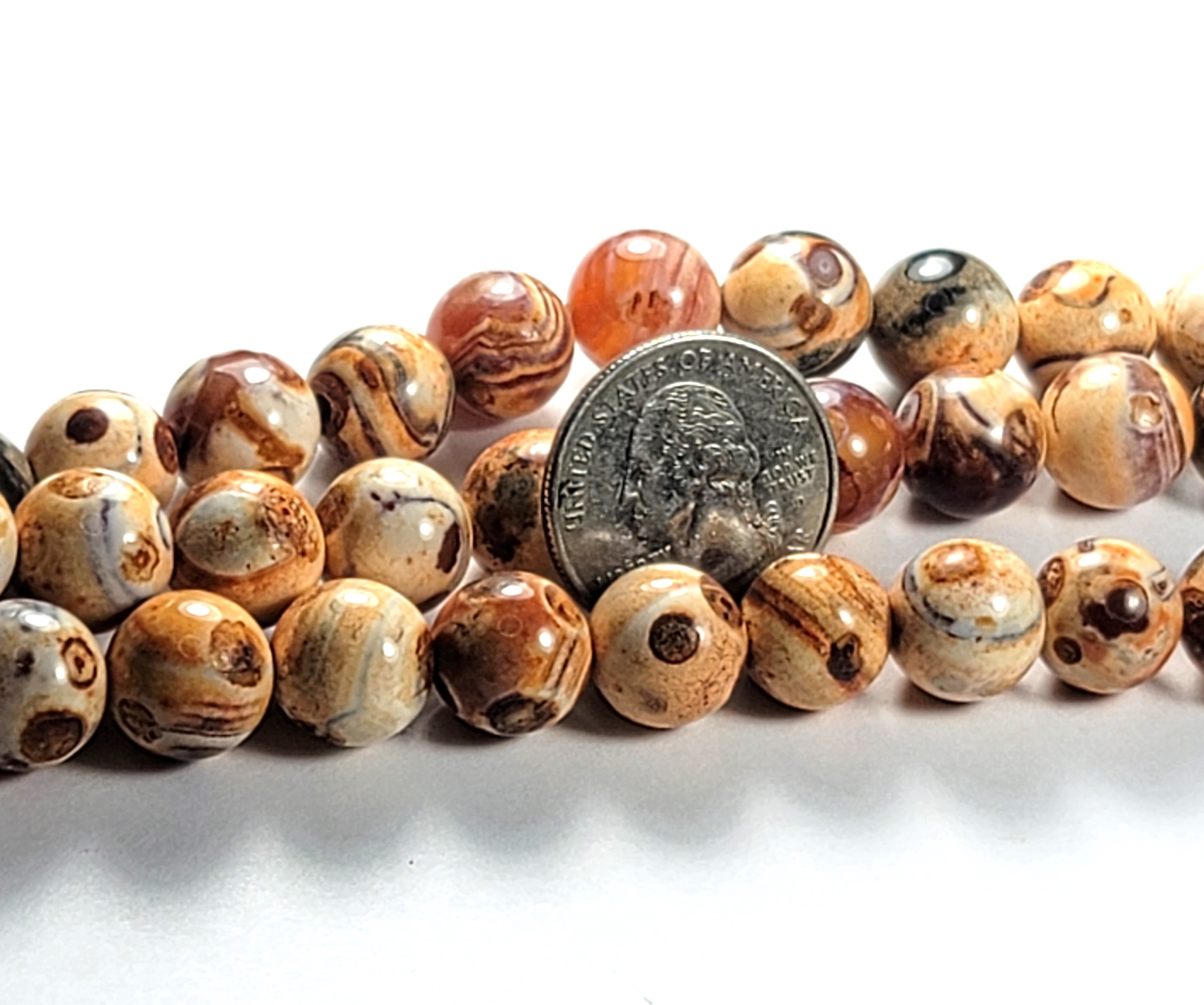 12mm Fire Agate Baked Round Gemstone Beads 8-Inch Strand