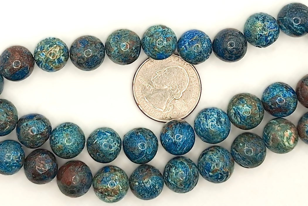 12mm Turquoise Blue Imperial Jasper Round Gemstone Beads 8-inch Strand