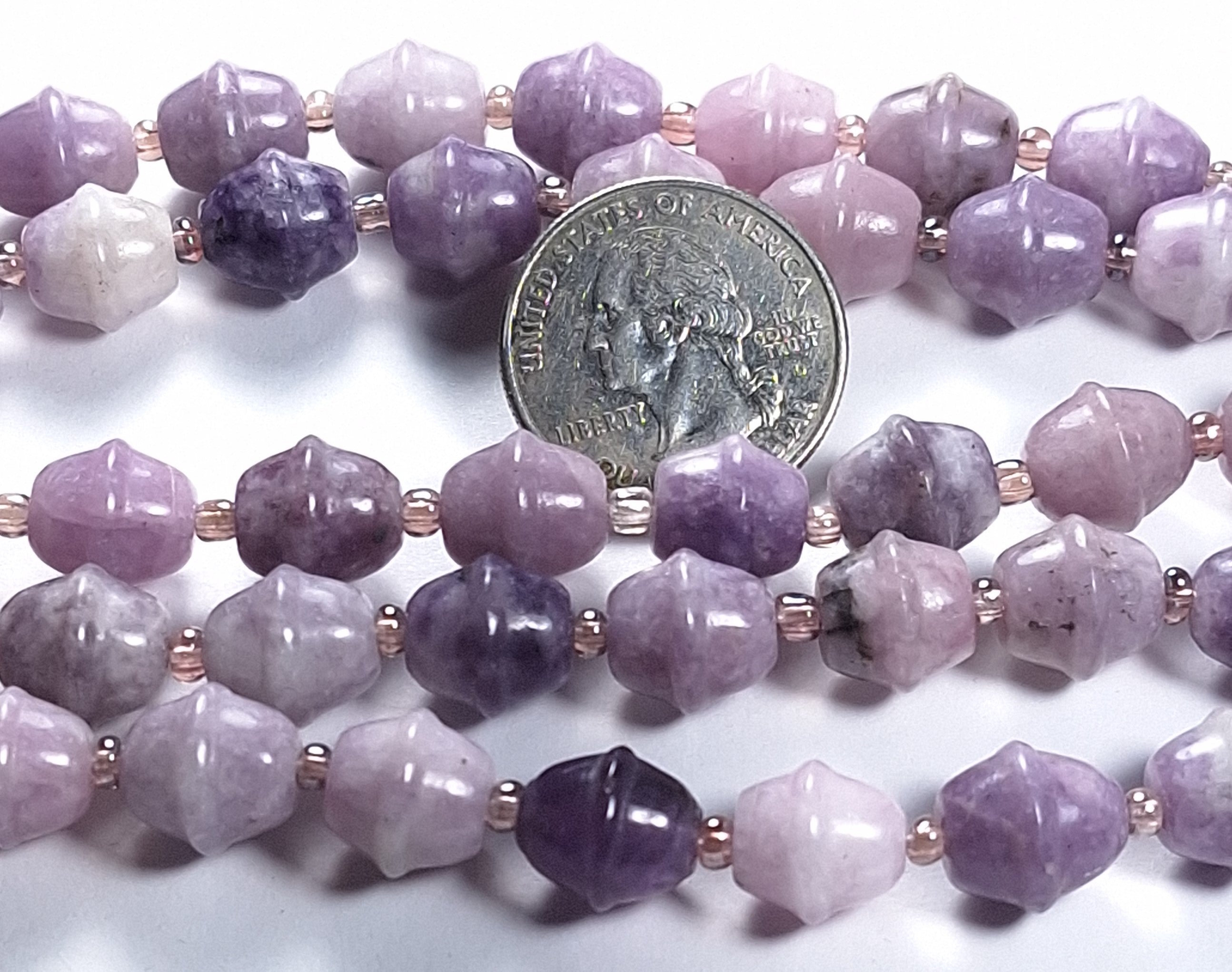 9-10mm Lilac Stone Bell Gemstone Beads 8-Inch Strand