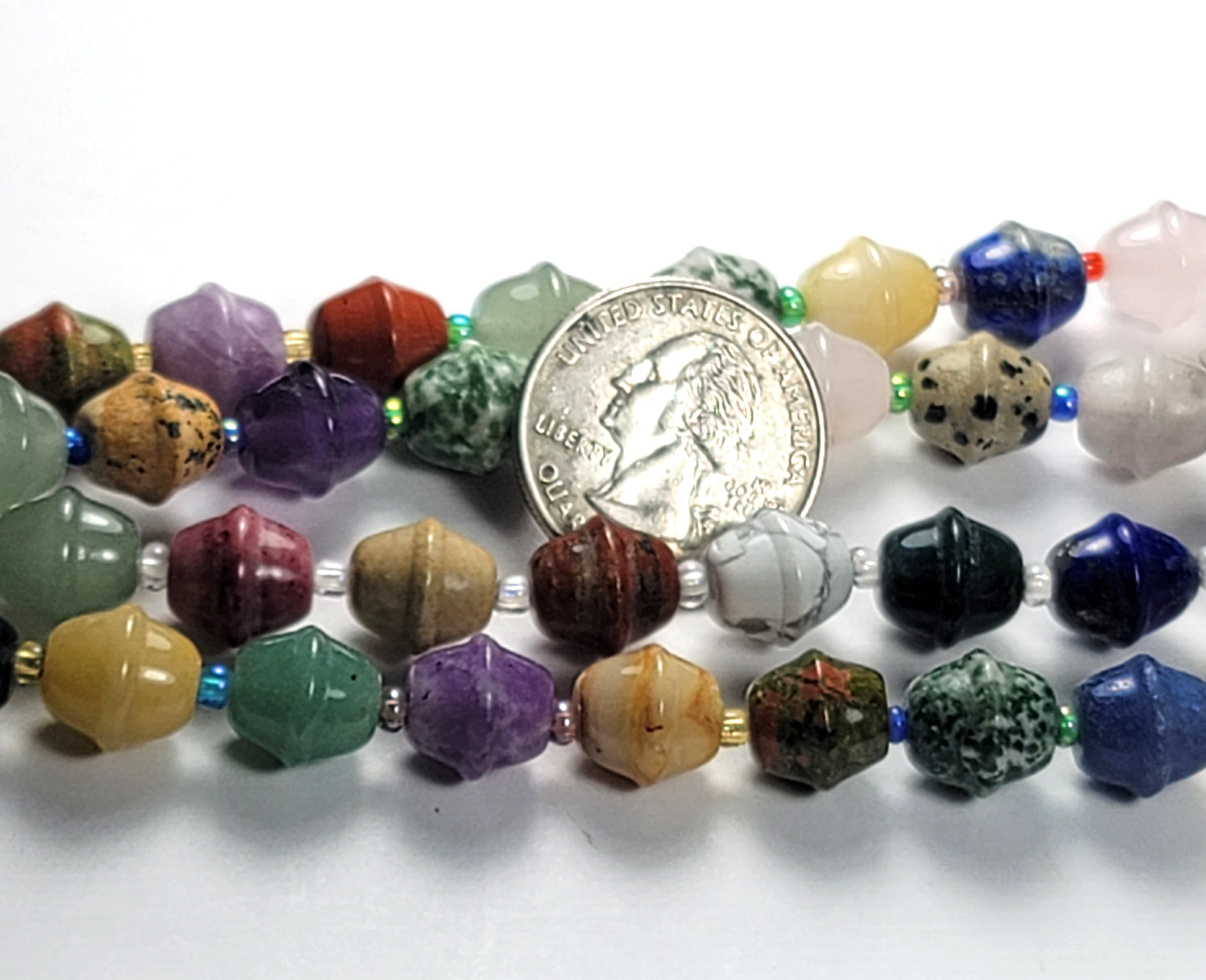 9-10mm Mixed Stone Bell Gemstone Beads 8-Inch Strand