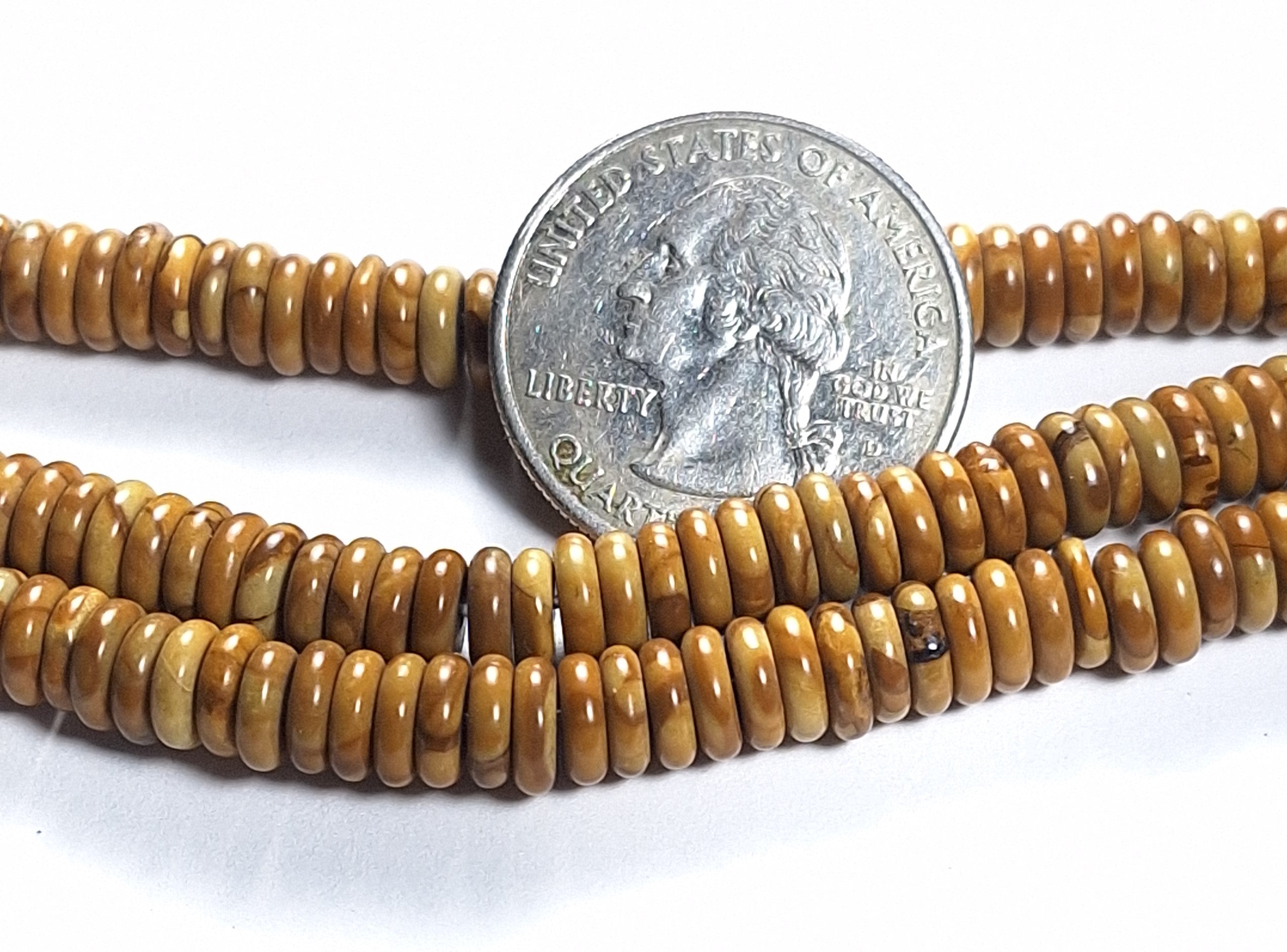 6x2mm Wood Jasper Heishi Button Gemstone Beads 8-Inch Strand