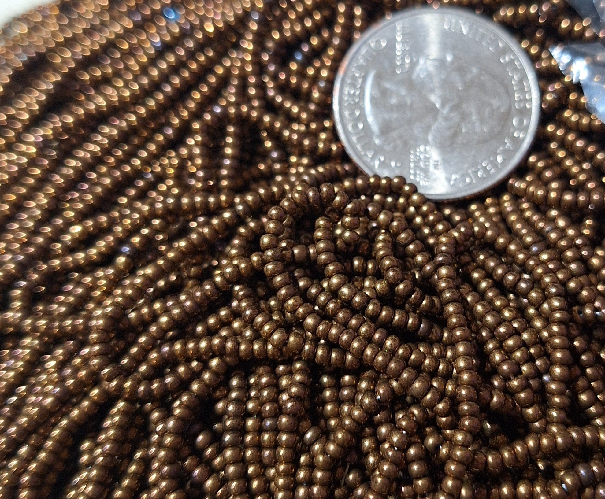 11/0 Copper Metallic Czech Glass Seed Beads 10g Bag