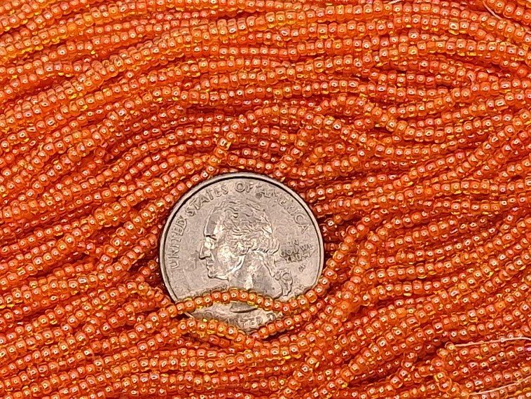 11/0 Pink-Lined Citrine Yellow Transparent Czech Glass Seed Beads Full Hank