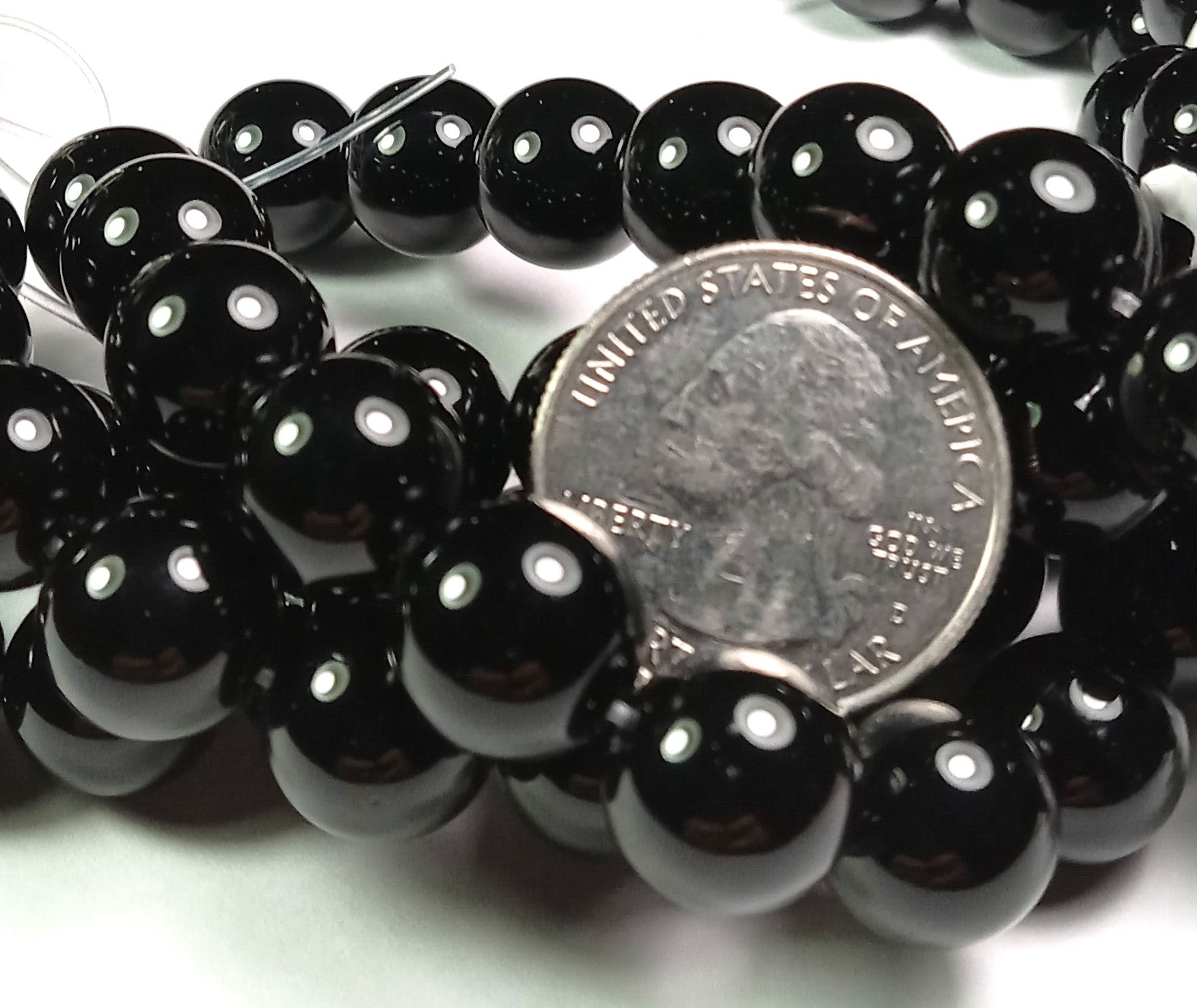 12mm Black Onyx Round Gemstone Beads 8-Inch Strand