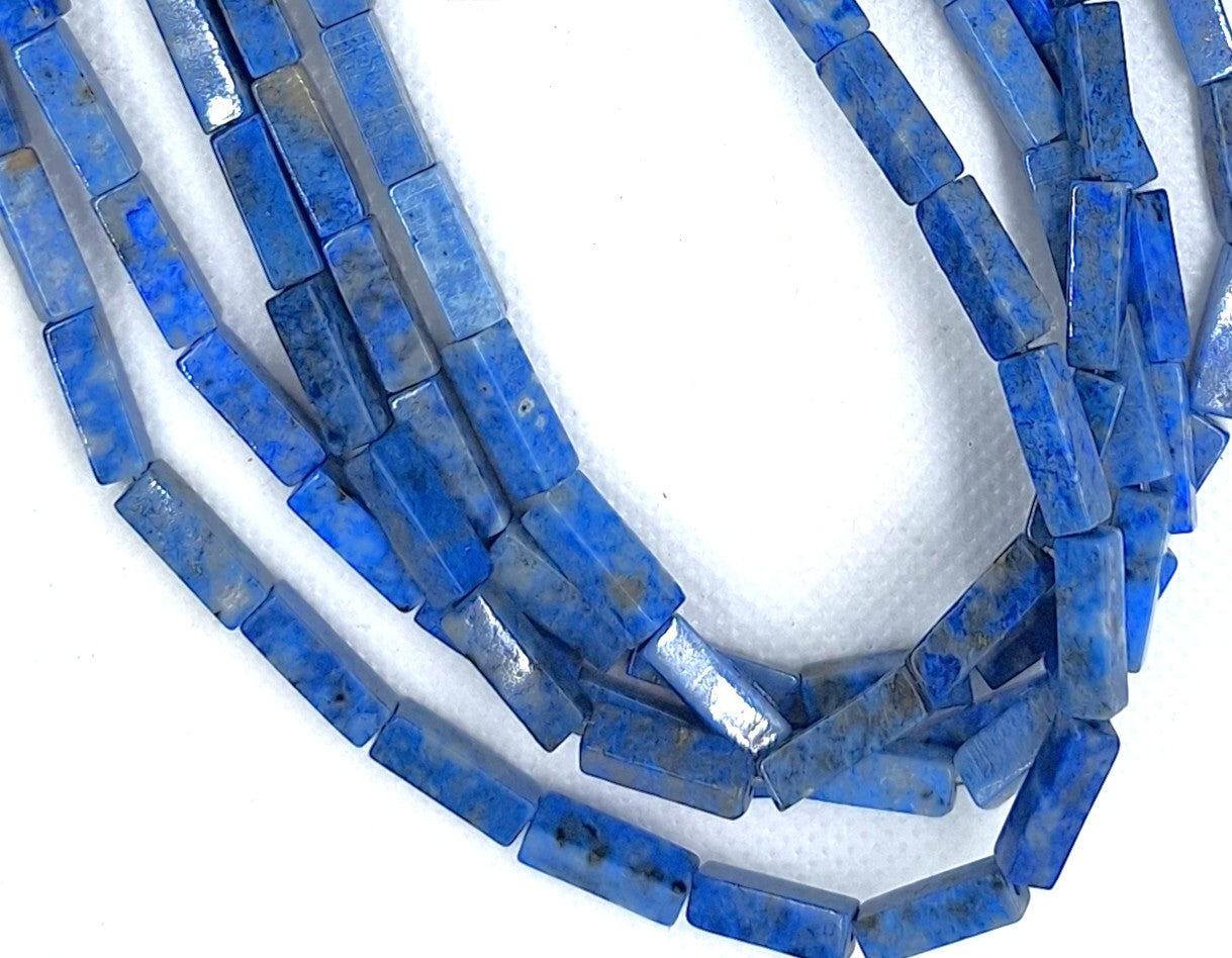 13x4mm Denim Lapis Square Cylinder Gemstone Beads 16-Inch Strand