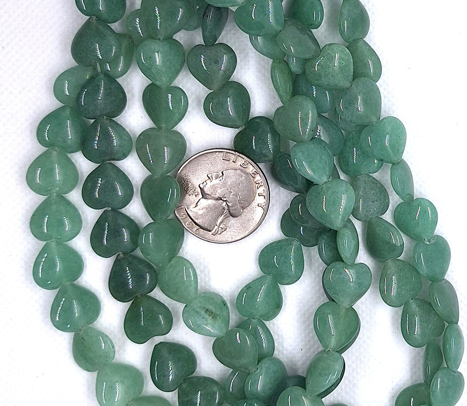 12mm Green Aventurine Heart Gemstone Beads 16-Inch Strand
