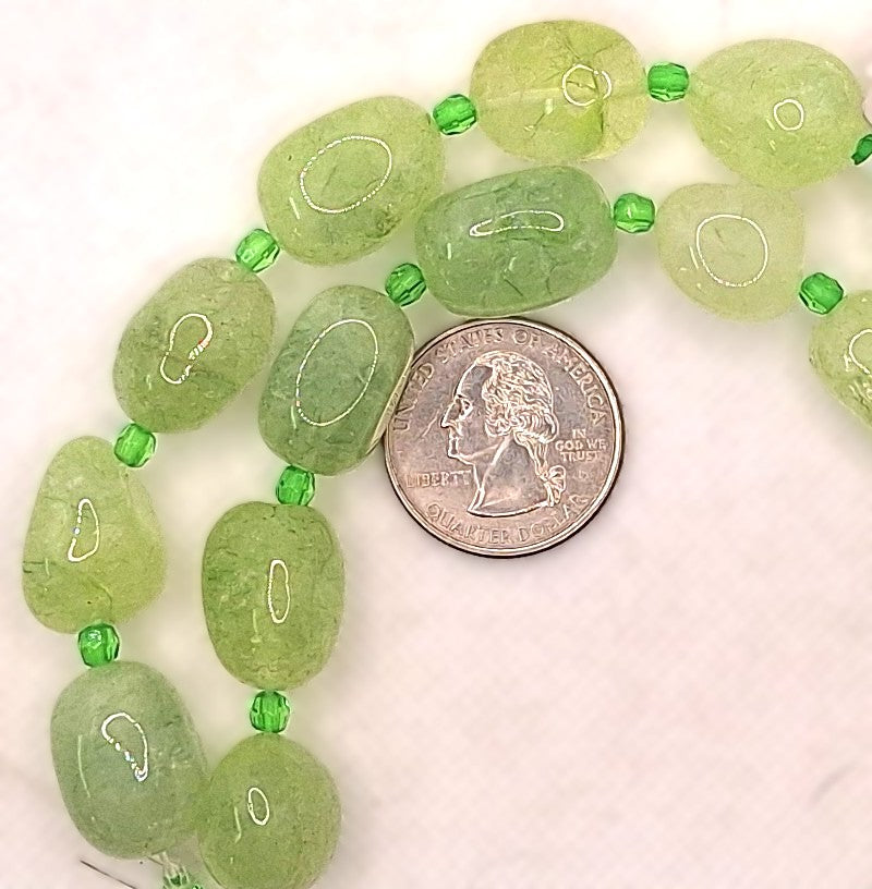 18x13mm Crystal Quartz Heated Green Nugget Gemstone Beads 8-inch Strand