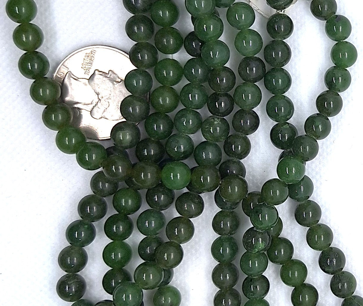7mm Jade Natural Green Round Gemstone Beads 16-Inch Strand