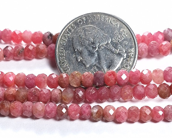 4x3mm Rhodochrysolite Faceted Rondelle Gemstone Beads 8-Inch Strand