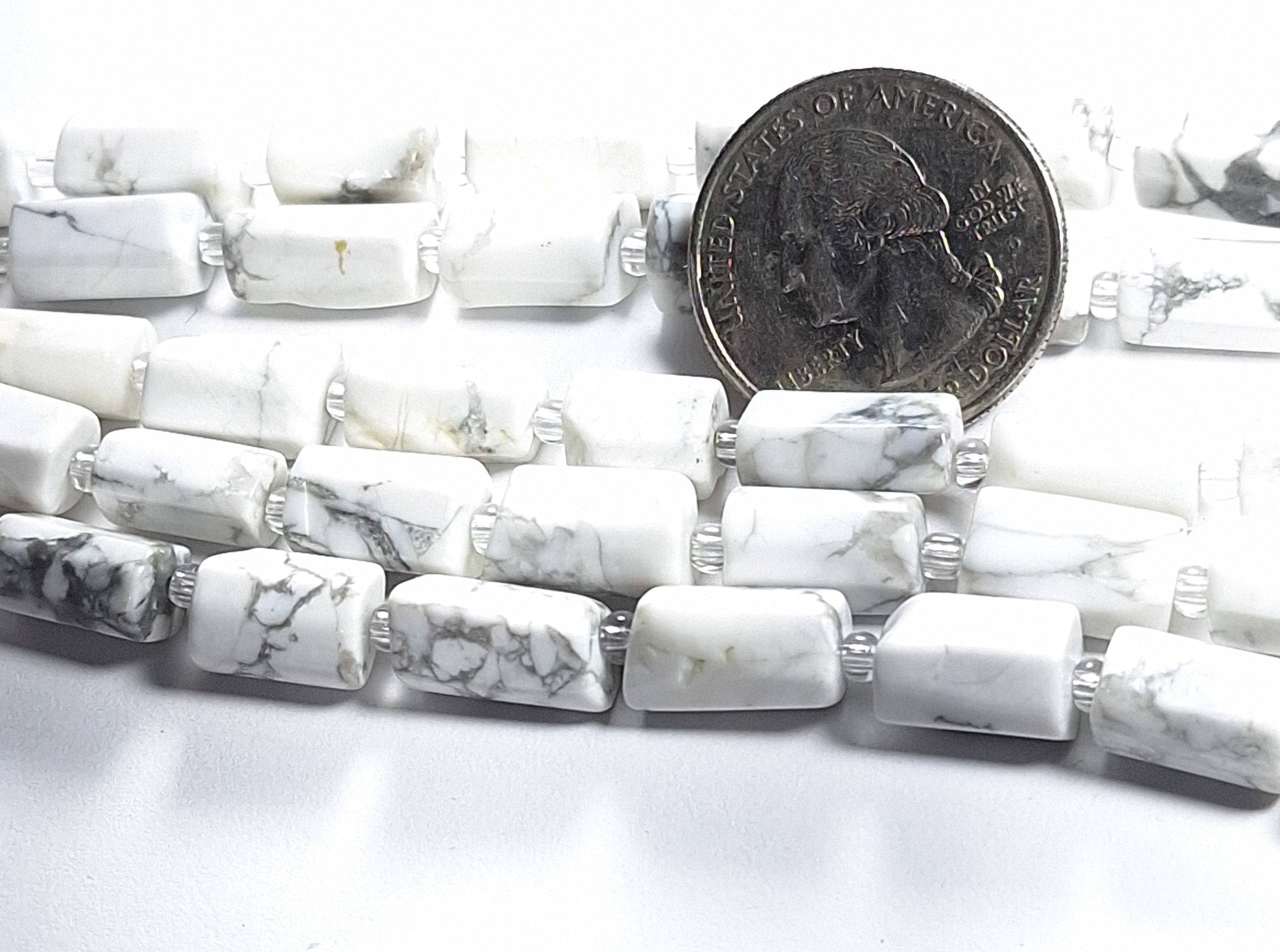 14x10mm Howlite Freeform Tube Gemstone Beads 8-Inch Strand