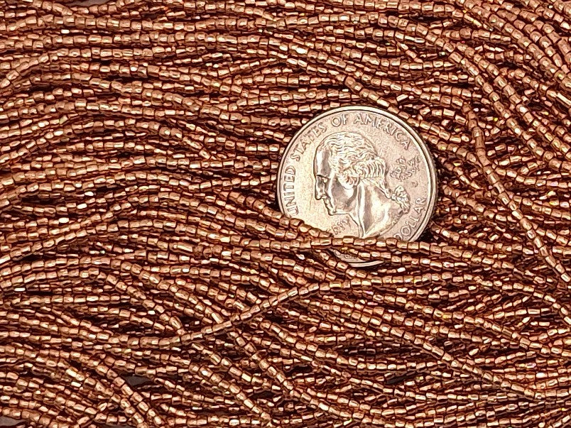 12/0 Gold Metallic 3-Cut Czech Seed Beads Half Hank