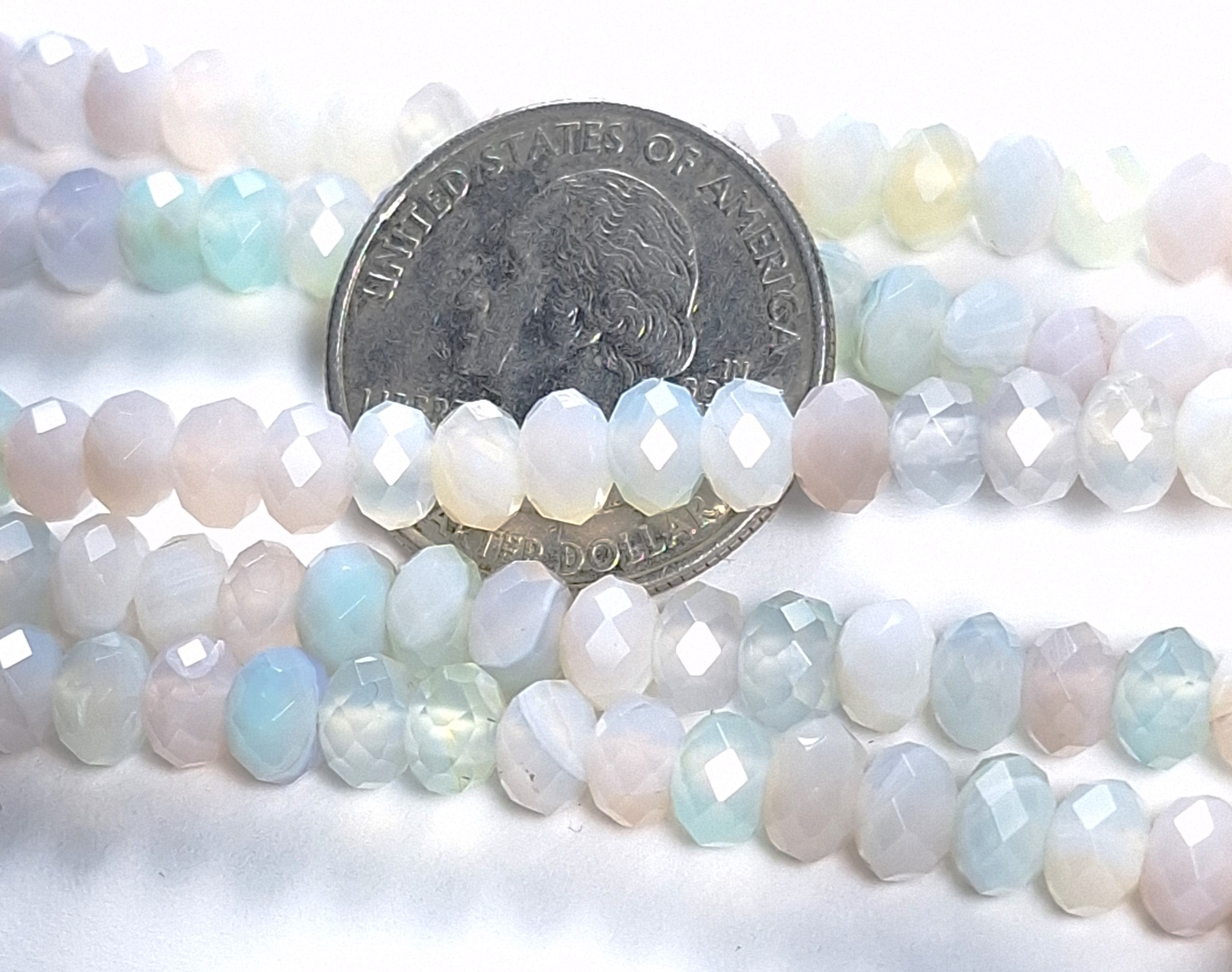 6x4mm Aqua Blue Agate Faceted Rondelle Gemstone Beads 8-Inch Strand