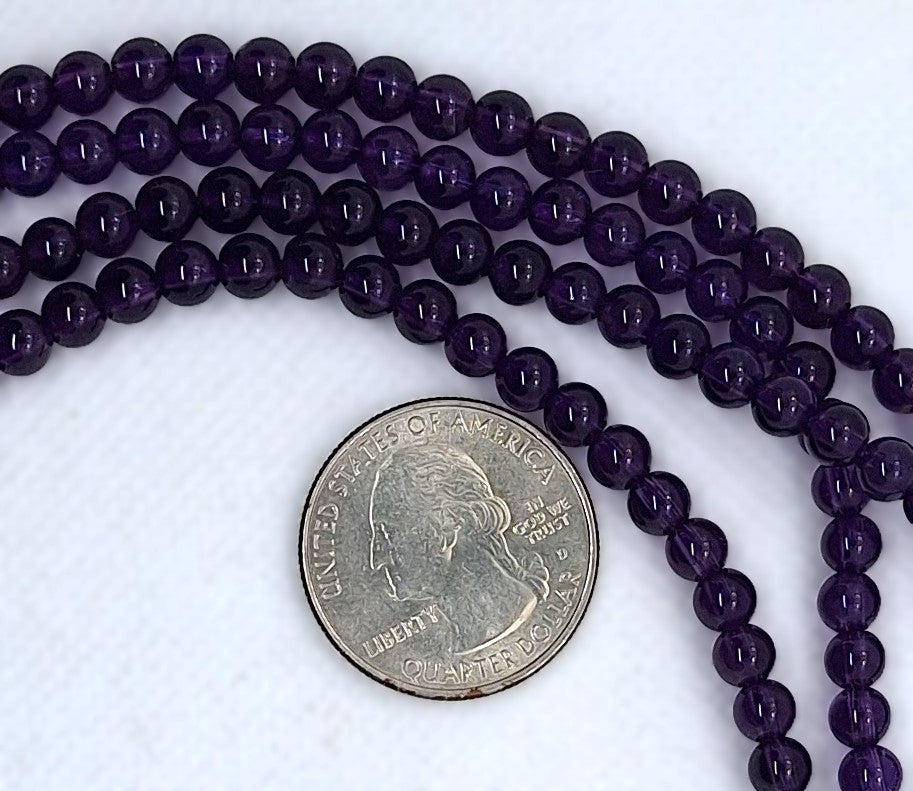 5mm Amethyst Round Gemstone Beads 16-Inch Strand